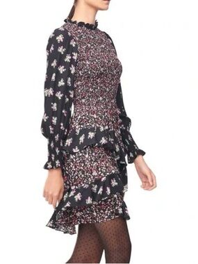 Rebecca Taylor Silk Floral Smocked Dress